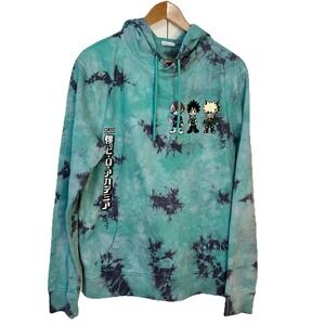 My Hero Academia Tie Dye Hoodie Mens M Blue Anime Sweatshirt Pullover